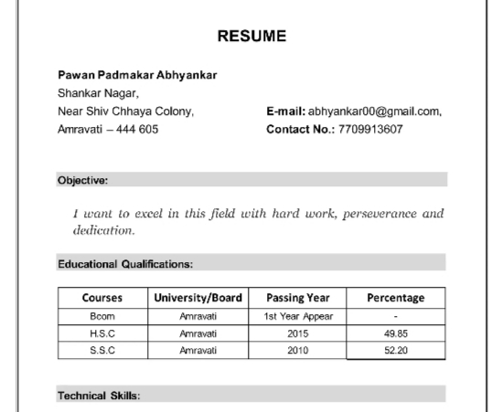 RESUME FORM